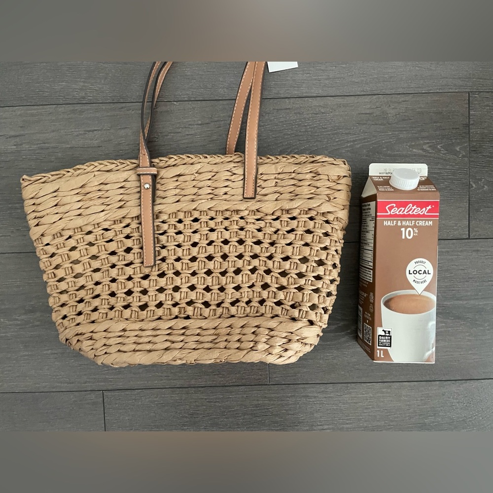 Tan Woven Tote Bag Suzy new handbag shopper tote - Picture 6 of 6